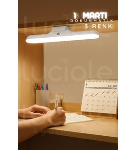 Şerit LED USB Şarjlı Martı LED Lamba  3W Dokunmatik – 3 Renk Işık – Mıknatıslı ve Taşınabilir Tasarım (30 cm)