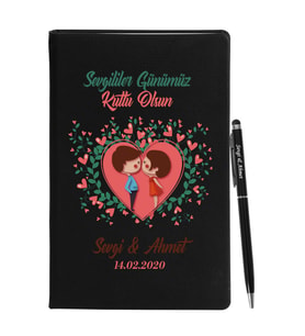 Sevgililer Gününe Özel Siyah Defter Kalem Seti 4