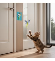 Kelebek Model Elastik Kendinden Yapışkanlı Kedi Oyun Oltası