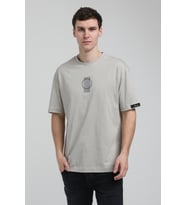 Bisiklet Yaka Gri Boyalı Oversize Tişört 23SSM20331