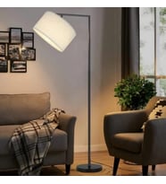 MYLIGHTS RETRO RUSTİK MODERN KREM KUMAŞ KÖŞE LAMBASI LAMBADER (EV. İŞYERİ. MEKAN. CAFE ) (Siyah)
