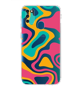 Samsung Galaxy M30s  Kamera Korumalı Kapak Renkli Desen Tasarımlı  Şeffaf  Kılıf