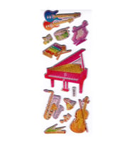 Sticker Kabartmalı Stiker Defter, Planlayıcı Müzik Aletleri (cb603) 16x7 cm