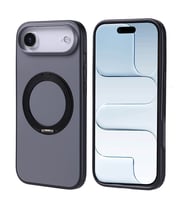 iPhone 17 Air Kılıf M-Safe Şarj Özellikli Standlı Proton Silikon Kılıf (Siyah)