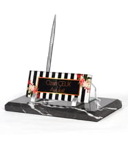 Mermer Masa İsimliği 3D Modern Tasarım Ofis Masa Dekoru (SARI-TABA)