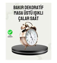 Mey İthalat® Nostaljik Büyük Boy Metal Masa Saati Bronz Kaplama ve Yüksek Sesli Alarm