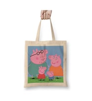Peppa Pig 03 Beyaz Bez Çanta Uzun Saplı Alışveriş Çantası Plaj Çantası
