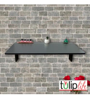 Duvara Monteli Antrasit Raflı Katlanır Portatif Açılır Kapanır Masa (Beyaz) 90x60 cm 1. Sınıf MDF