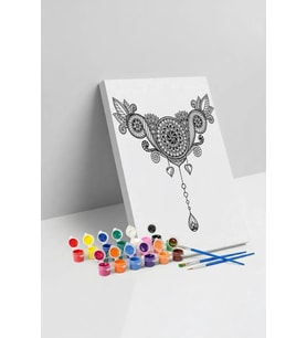Bohem Desenli Mandala Tuval Boyama Seti 40x50 cm