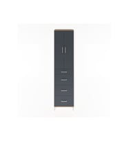 Hyperion Dolap 3 Raflı 4 Çekmeceli 2 Kapaklı 60x44x243 Çam-Antrasit