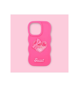 IPHONE 14 PRO; LÜKS 3D KALP TASARIMLI, KENARLARI DALGALI, DARBE ÖNLEYİCİ SİLİKON KILIF (Pembe)