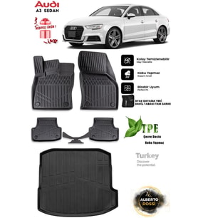 Audi A3 2019 Sedan Araca Özel 3D paspas ve 3d Bagaj Havuzu