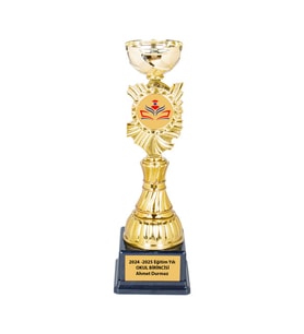 Ödül Kupası 36 cm - Büyük Boy-istenilen yazıyla (Sarı Altın)