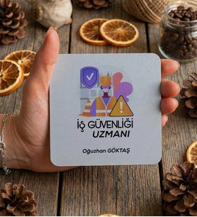 Kişiye Özel İş Güvenliği Uzmanı Bardak Altlığı  Hediyesi (Beyaz)