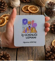 Kişiye Özel İş Güvenliği Uzmanı Bardak Altlığı  Hediyesi (Beyaz)