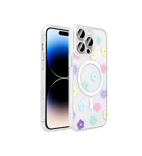 Apple iPhone 14 Pro Max Kılıf M-Safe Şarj Özellikli Şeffaf Zore Folk Sert Kapak