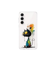 Samsung Galaxy S23 Fe ile Uyumlu Splash Kedi Tasarımlı Şeffaf Silikon Kılıf