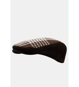 Erkek Kışlık Flat Cap Desenli Yünlü Kasket Şapka (Kahverengi)
