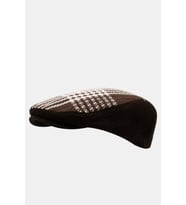 Erkek Kışlık Flat Cap Desenli Yünlü Kasket Şapka (Kahverengi)