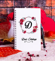 Kişiye Özel Ahşap Kapaklı Defter  & Kalem Hediye Seti