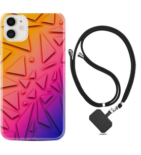 Apple iPhone 11 12 13 Mini Kılıf Boyun Askılı Silikon Üçgenler 1635