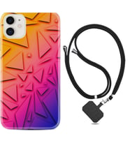 Apple iPhone 11 12 13 Mini Kılıf Boyun Askılı Silikon Üçgenler 1635