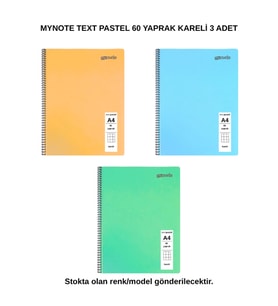 TEXT Pastel Defter A4 60 Yaprak Kareli 3 Adet