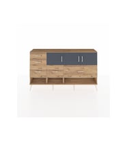 Arges Konsol 3 Raflı 5 Çekmeceli 3 Kapaklı 176x30x99 Çam-Antrasit/Çam