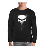 Punisher Skull Invisible Siyah Çocuk Sweatshirt