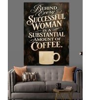 Coffee Helps Başarılı Kadın Motto Dekoratif Kanvas - Mdf Ahşap Tablo