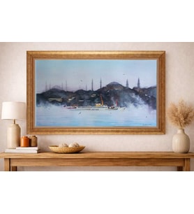 Altın Varaklı  Çerçeveli Paspartulu Tablo nd1303 (Gold)