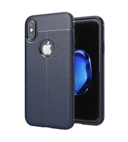 Apple iPhone XS Max Deri Görünümlü Firo Silikon Kılıf (Lacivert)