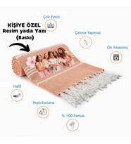 Kişiye Özel Sultan Desenli Baskılı Peştemal – İsim Yazılı Oversize Türk Plaj Havlusu – Banyo Havlusu (Turuncu)