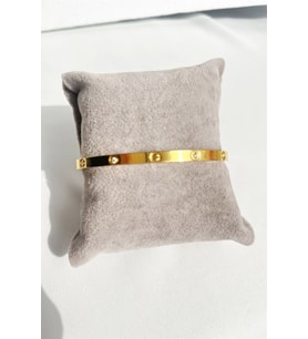 Taşlı Gold Cartier Model Çelik Kelepçe Bileklik