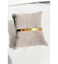 Taşlı Gold Cartier Model Çelik Kelepçe Bileklik