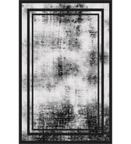Eliana Home Baskılı, Yıkanabilir Kaymaz Taban Salon Halısı LNA1869-SM268 100x150 cm (Siyah)