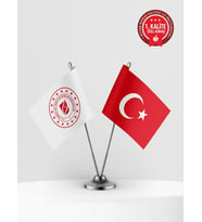 Enerji ve Tabii Kaynaklar Bakanlığı İkili Masa Bayrağı Set - Saten Kumaş 1. Kalite