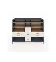 Kronos Dolap 8 Raflı 7 Çekmeceli  220x59x163 Antrasit-Çam/Aytaşı