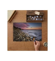Taşlı Sahil ve Gün Batımı Tasarımı 240 parça Ahşap Puzzle Ahşap Kutuda MP03437