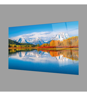 Dağ Yansıma Manzara Cam Tablo 4mm Dayanıklı Temperli Cam Mountain Reflection Landscape Glass Table 4mm Durable Tempered Glass