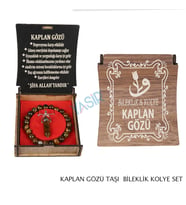 KUTULU KOLYE BİLEKLİK SETİ KAPLAN GÖZÜ