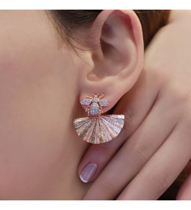 Arı Rose Gold Kaplama Gümüş Küpe