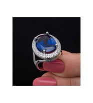 Gümüş Safir Taşlı  Kadın Yüzük CSR2185505