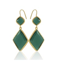 Kadir Jewellery 22 Ayar Altın Kaplama Kadın Sallantılı Küpe -El İşçiliği Ve Hipoalerjenik Küpe (K.Yeşil)