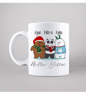 Wee Bears & Yılbaşı & Mutlu Yıllar Tasarımlı Kupa Kişiye Özel