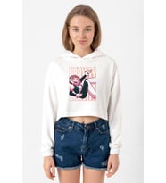 My Hero Academia Uravity Minimal Ekru Kadın Crop Kapşonlu