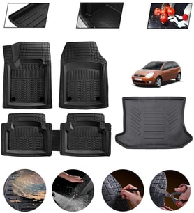Ford Fiesta 2002-2008 Uyumlu Paspas Araca Özel Bagaj Havuzu MBS Siyah