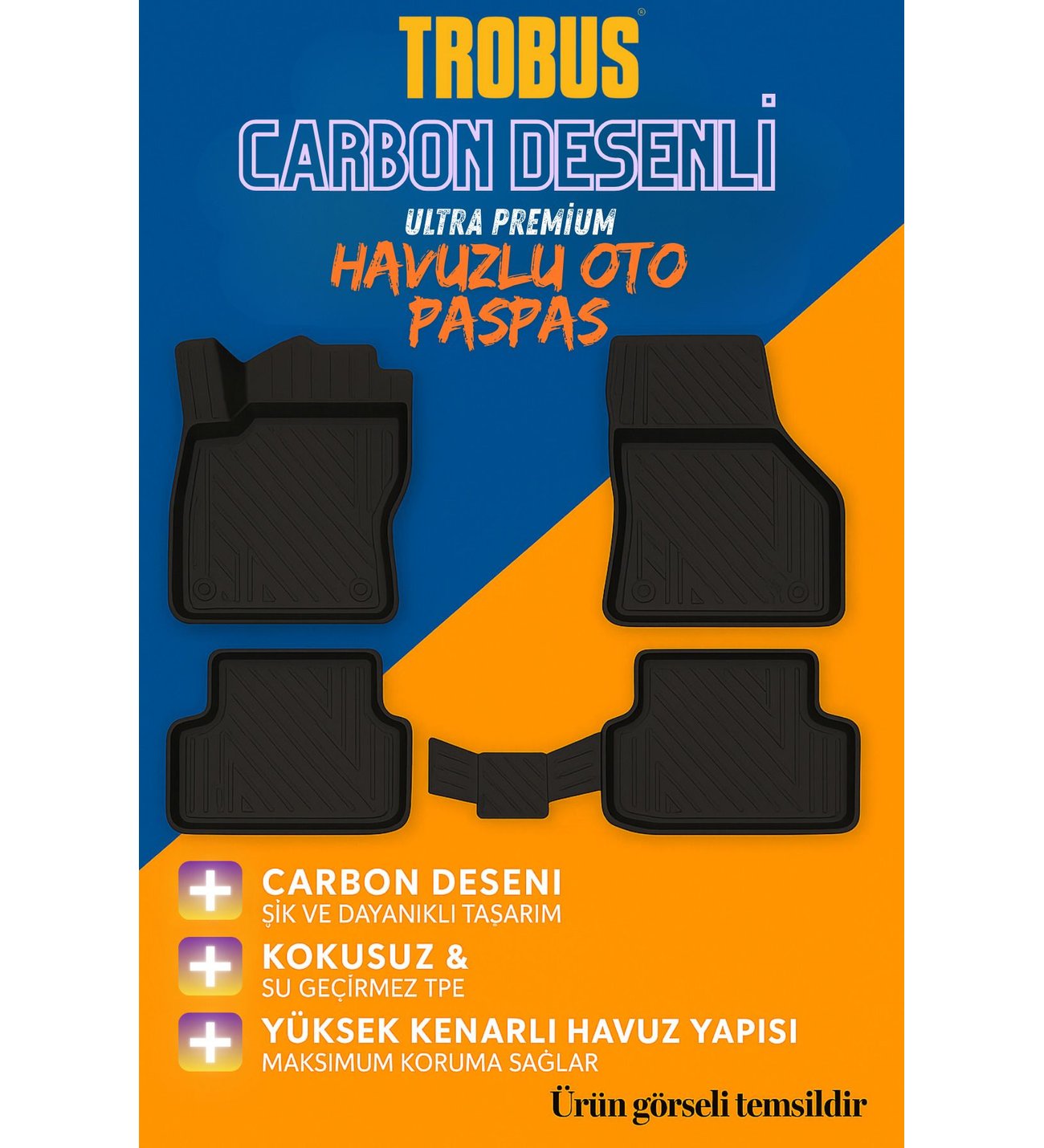 Fi̇at Li̇nea 2024 Carbon Desen Havuzlu Paspas | Kaymaz & Koku Yapmaz
