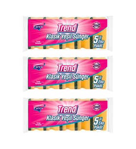 Trend Klasik Oluklu 5'li Sünger Üçlü Paket