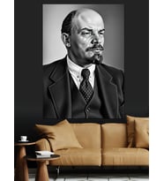 Lenin Siyah Beyaz Portre Dekoratif Kanvas - Mdf Ahşap Tablo